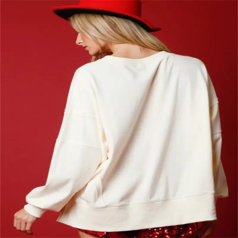 Sequins Long Sleeve Pullover Hoodie Women