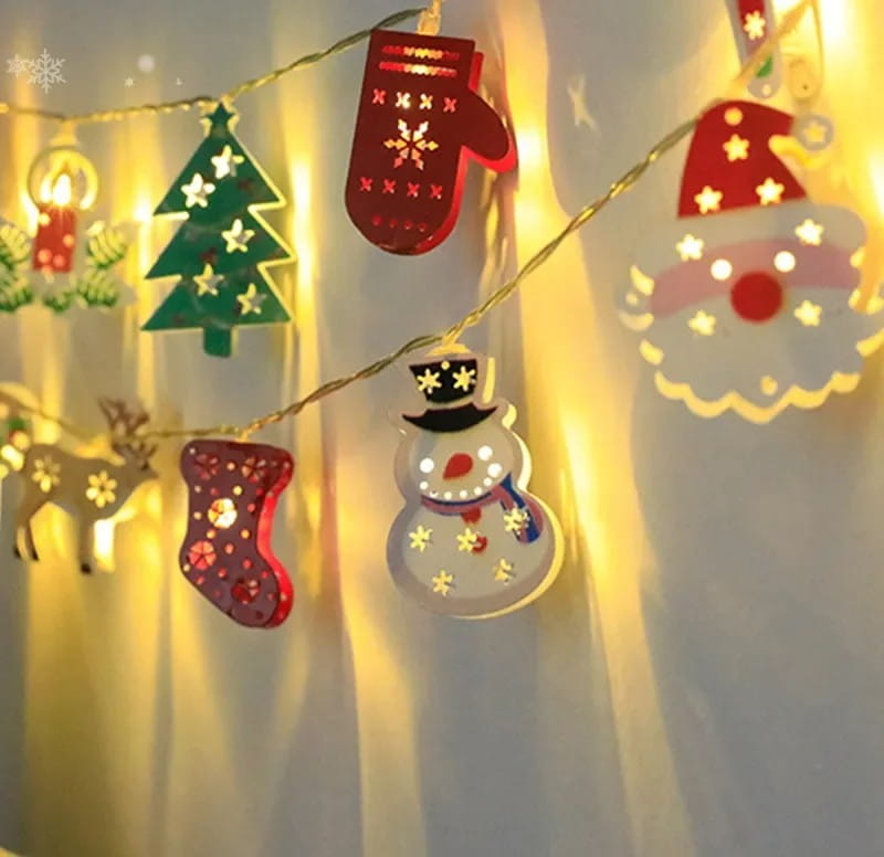 Christmas LED Light String Santa Claus Elk Snowman Xmas Ornament String Light Christmas Decorations New Year Navidad