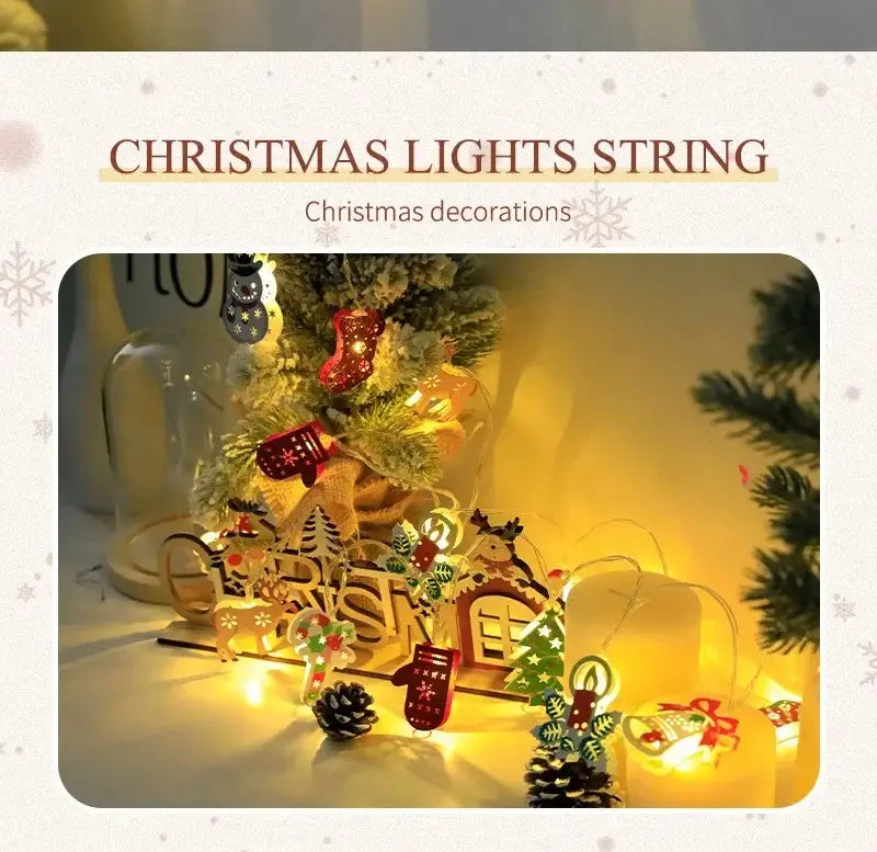 Christmas LED Light String Santa Claus Elk Snowman Xmas Ornament String Light Christmas Decorations New Year Navidad