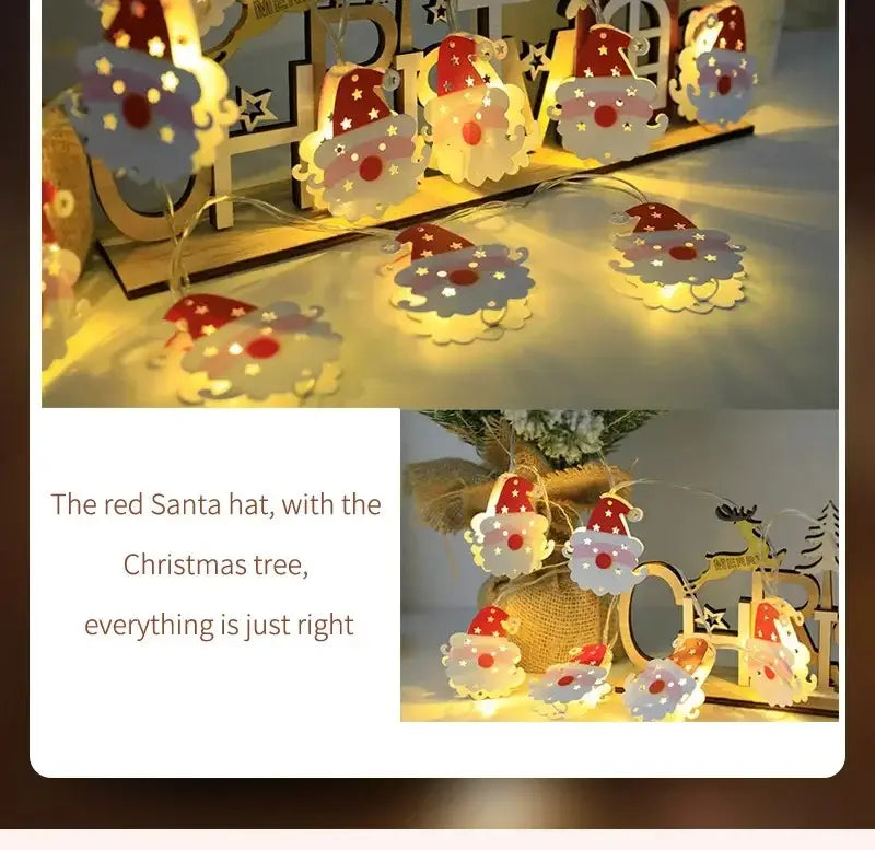Christmas LED Light String Santa Claus Elk Snowman Xmas Ornament String Light Christmas Decorations New Year Navidad