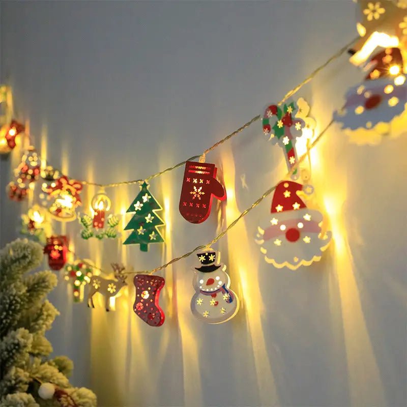 Christmas LED Light String Santa Claus Elk Snowman Xmas Ornament String Light Christmas Decorations New Year Navidad