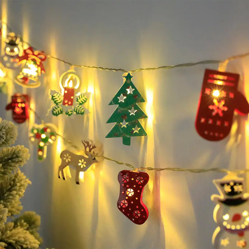 Christmas LED Light String Santa Claus Elk Snowman Xmas Ornament String Light Christmas Decorations New Year Navidad