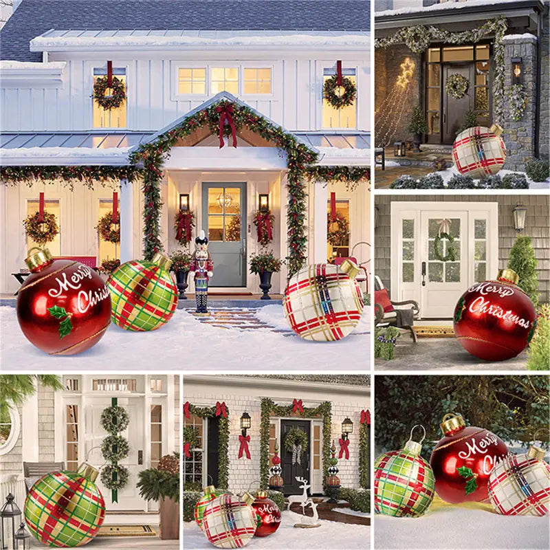 Christmas Ornament Ball Outdoor Pvc 60CM Inflatable Decorated Ball PVC Giant Big Large Balls Xmas Tree Decorations Toy