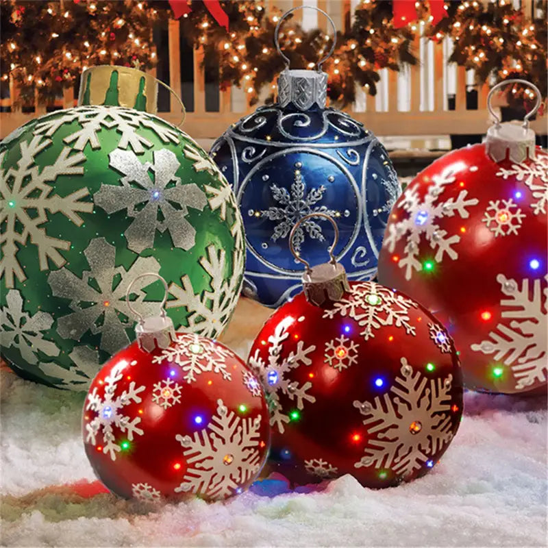 Christmas Ornament Ball Outdoor Pvc 60CM Inflatable Decorated Ball PVC Giant Big Large Balls Xmas Tree Decorations Toy