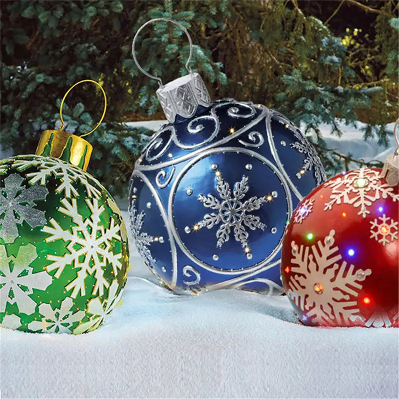Christmas Ornament Ball Outdoor Pvc 60CM Inflatable Decorated Ball PVC Giant Big Large Balls Xmas Tree Decorations Toy
