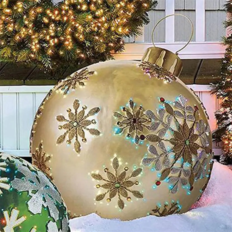 Christmas Ornament Ball Outdoor Pvc 60CM Inflatable Decorated Ball PVC Giant Big Large Balls Xmas Tree Decorations Toy
