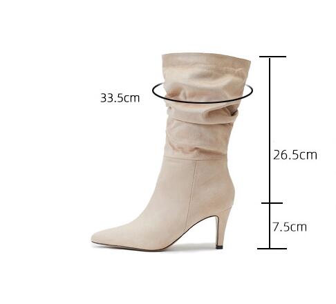 Women’s Plus Size Wrinkled Suede Stiletto Heel Boots
