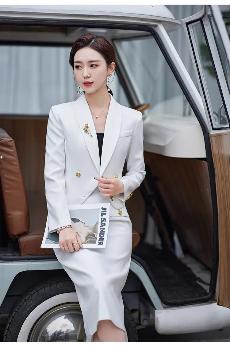 New Temperament Leisure Formal White Blazer For Women