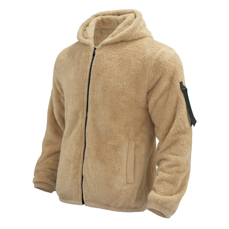 Plush Hooded Jacket Men’s Autumn And Winter Fleece Double-sided Wear Warm Coat With Zipper Loose Casual Jacket Outdoor