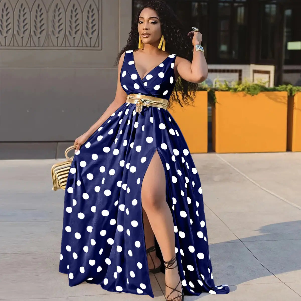 Women Party Ladies Belt Plus Size Forked Club Dresses
