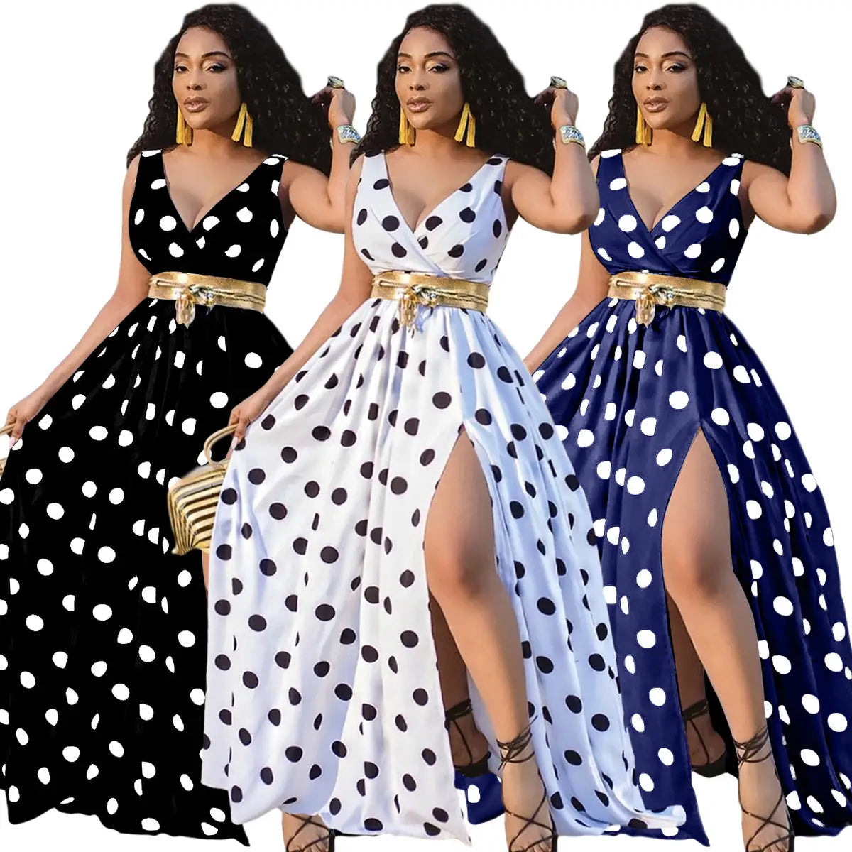 Women Party Ladies Belt Plus Size Forked Club Dresses