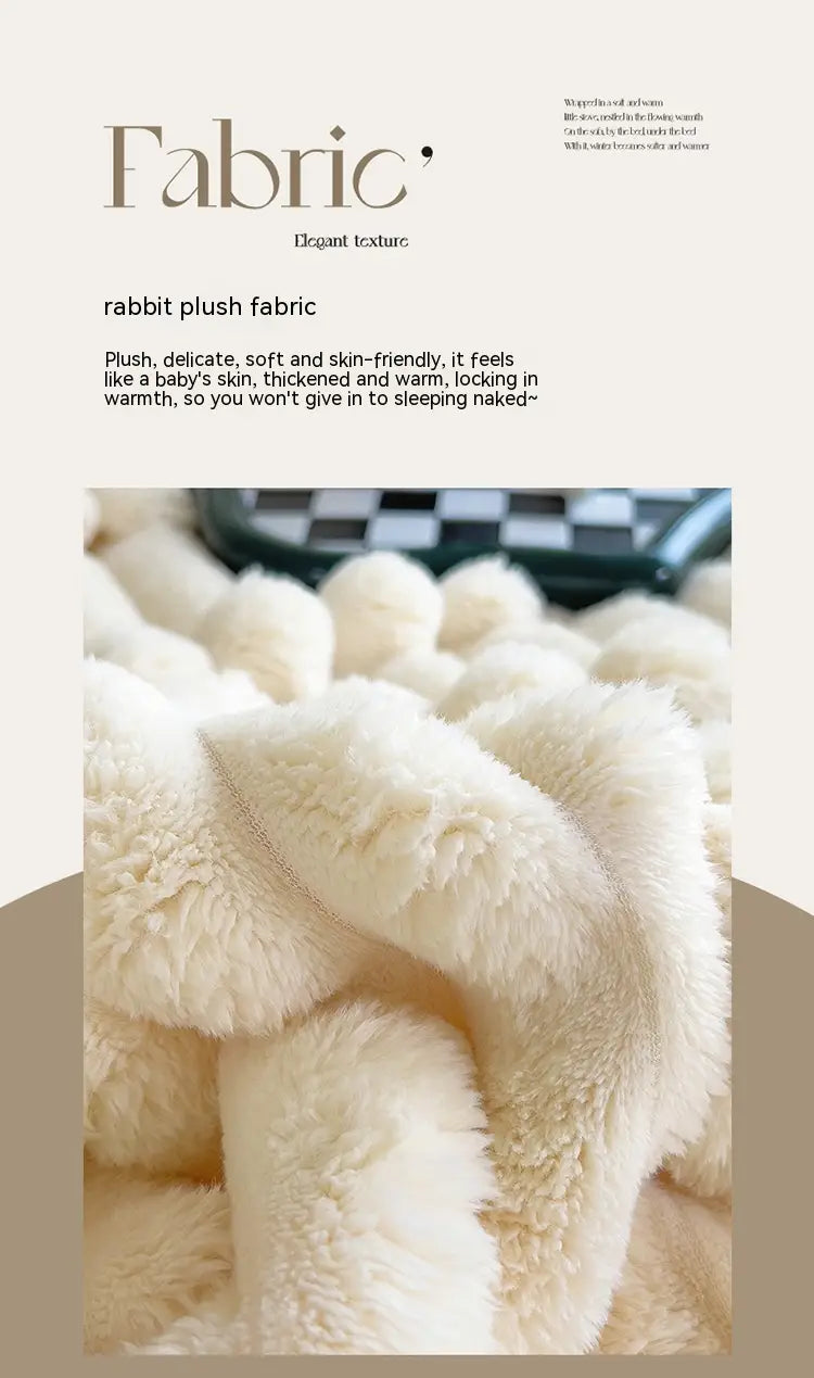 Soft Wind Bubble Velvet Blanket Warm Solid Rabbit Fur Blankets Double-sided Thickening Cover Throw Warm Fur Blanket