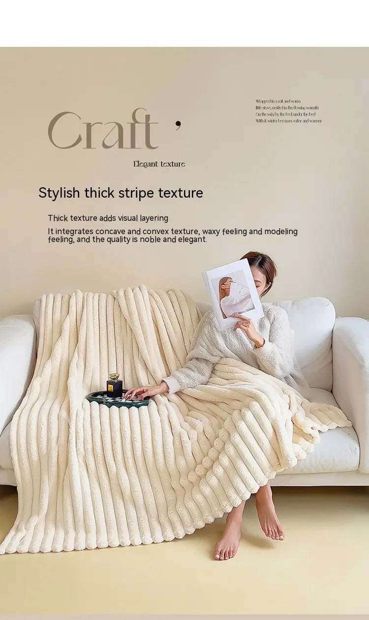Soft Wind Bubble Velvet Blanket Warm Solid Rabbit Fur Blankets Double-sided Thickening Cover Throw Warm Fur Blanket