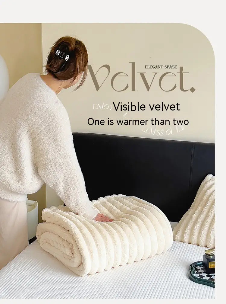 Soft Wind Bubble Velvet Blanket Warm Solid Rabbit Fur Blankets Double-sided Thickening Cover Throw Warm Fur Blanket