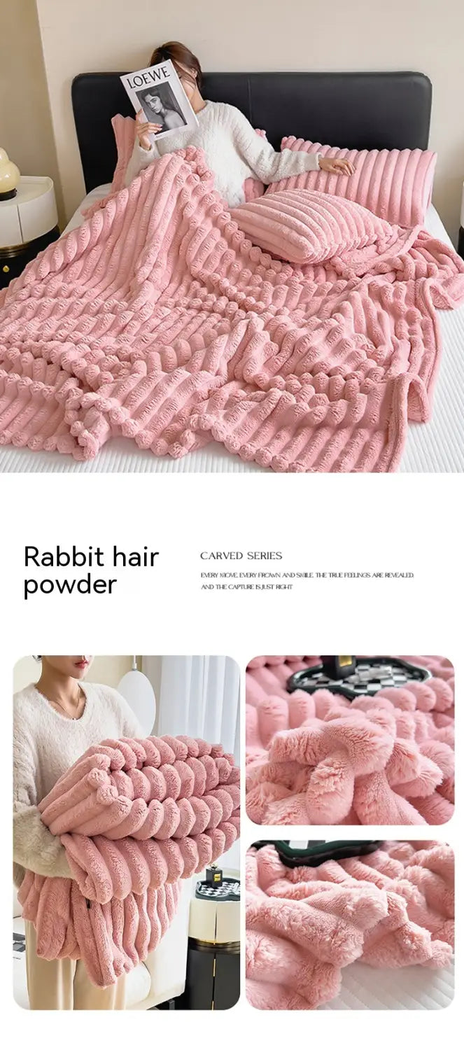 Soft Wind Bubble Velvet Blanket Warm Solid Rabbit Fur Blankets Double-sided Thickening Cover Throw Warm Fur Blanket