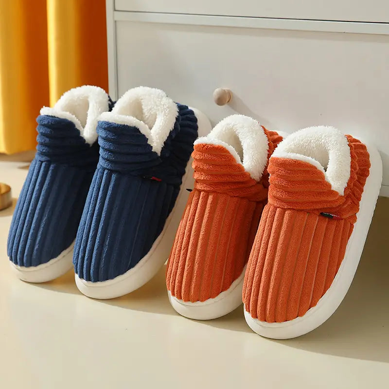 Men Winter New Women Cotton Slippers Outdoor Fashion Couple Slippers Warm Indoor Bedroom Cotton Plush Shoes Fleece