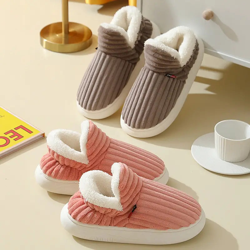 Men Winter New Women Cotton Slippers Outdoor Fashion Couple Slippers Warm Indoor Bedroom Cotton Plush Shoes Fleece