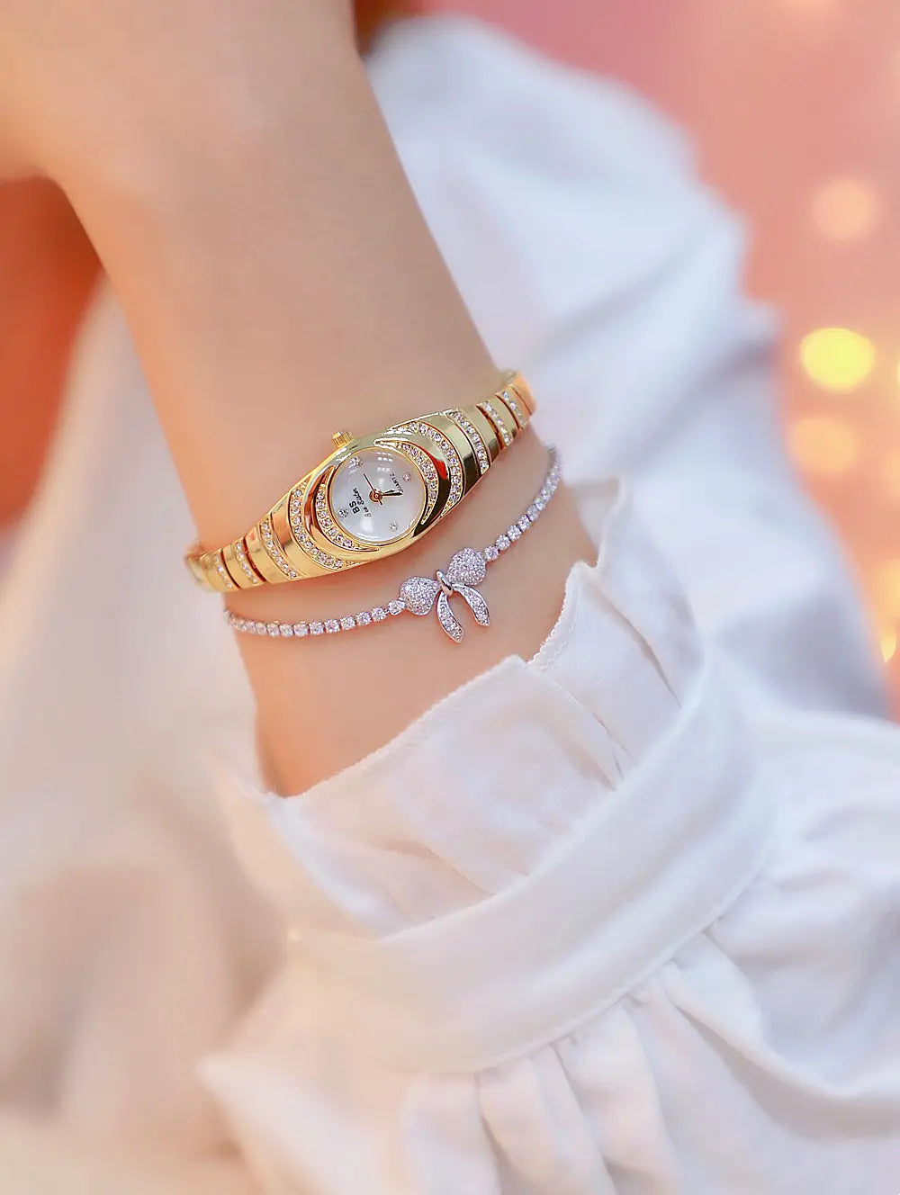 Ladies Gold Watch Diamond Wristwatch Female Fashion Bracelet Watches Women Full Diamond Watch