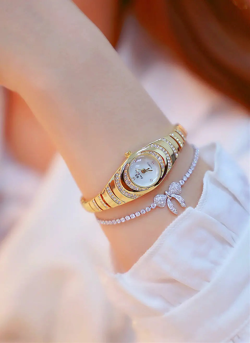 Ladies Gold Watch Diamond Wristwatch Female Fashion Bracelet Watches Women Full Diamond Watch
