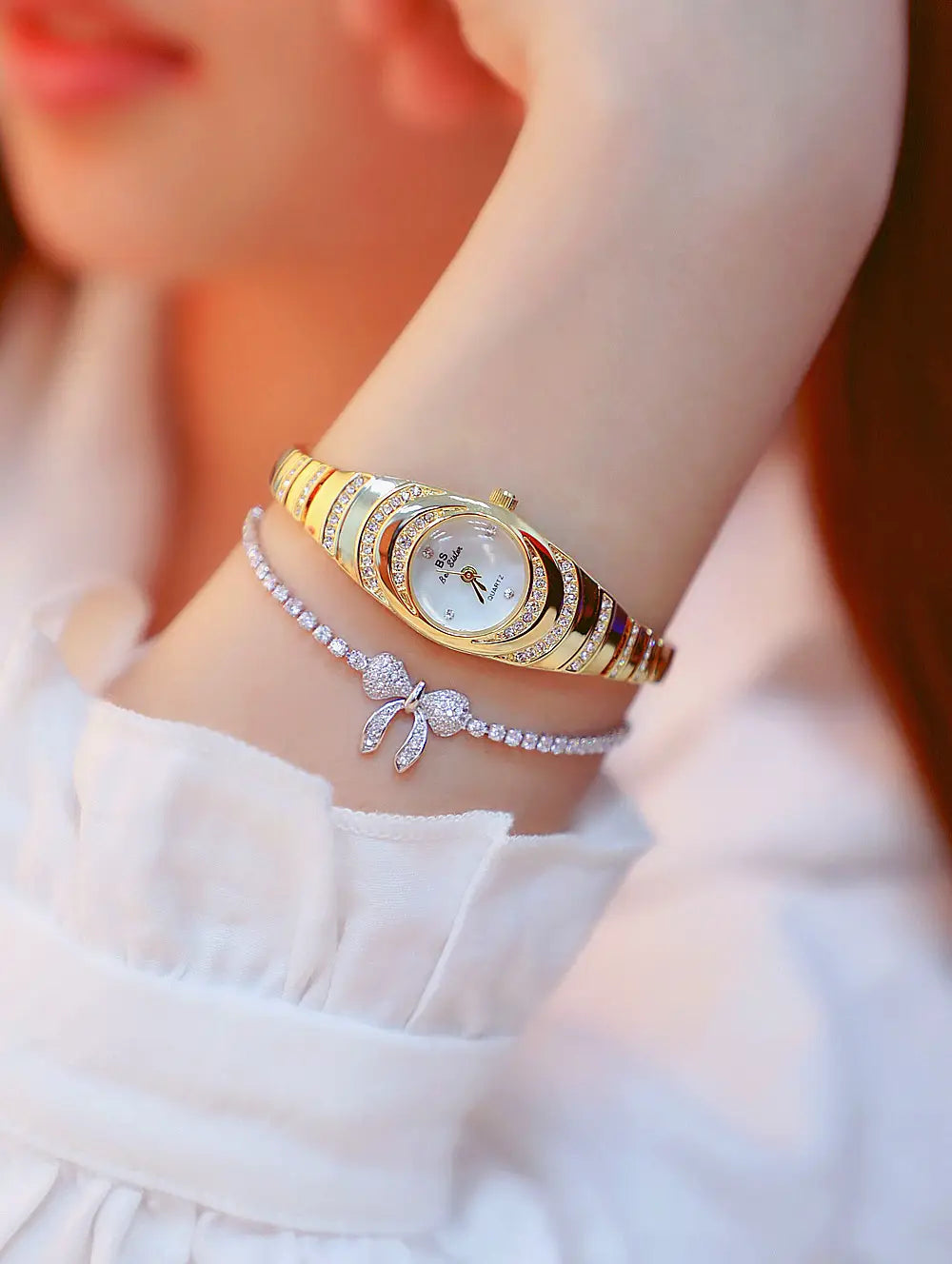 Ladies Gold Watch Diamond Wristwatch Female Fashion Bracelet Watches Women Full Diamond Watch