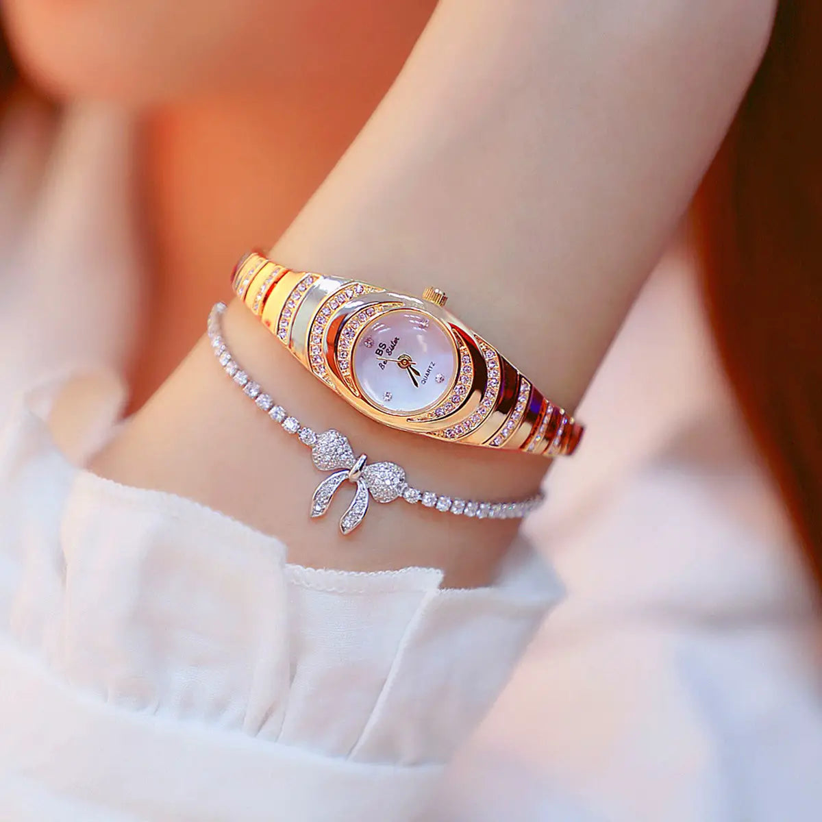 Ladies Gold Watch Diamond Wristwatch Female Fashion Bracelet Watches Women Full Diamond Watch