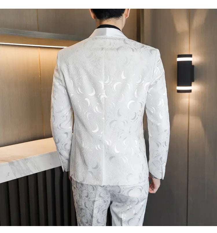 Wedding Embossed Dress Suit Three-piece Suit For Men