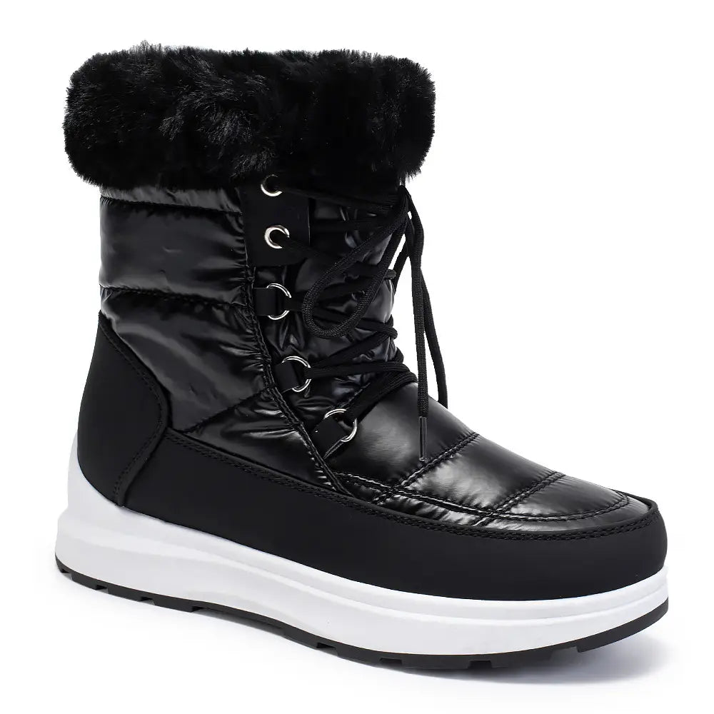 Fur Collar High Tube Warm Women’s Snow Boots Lace-up Waterproof Shoes