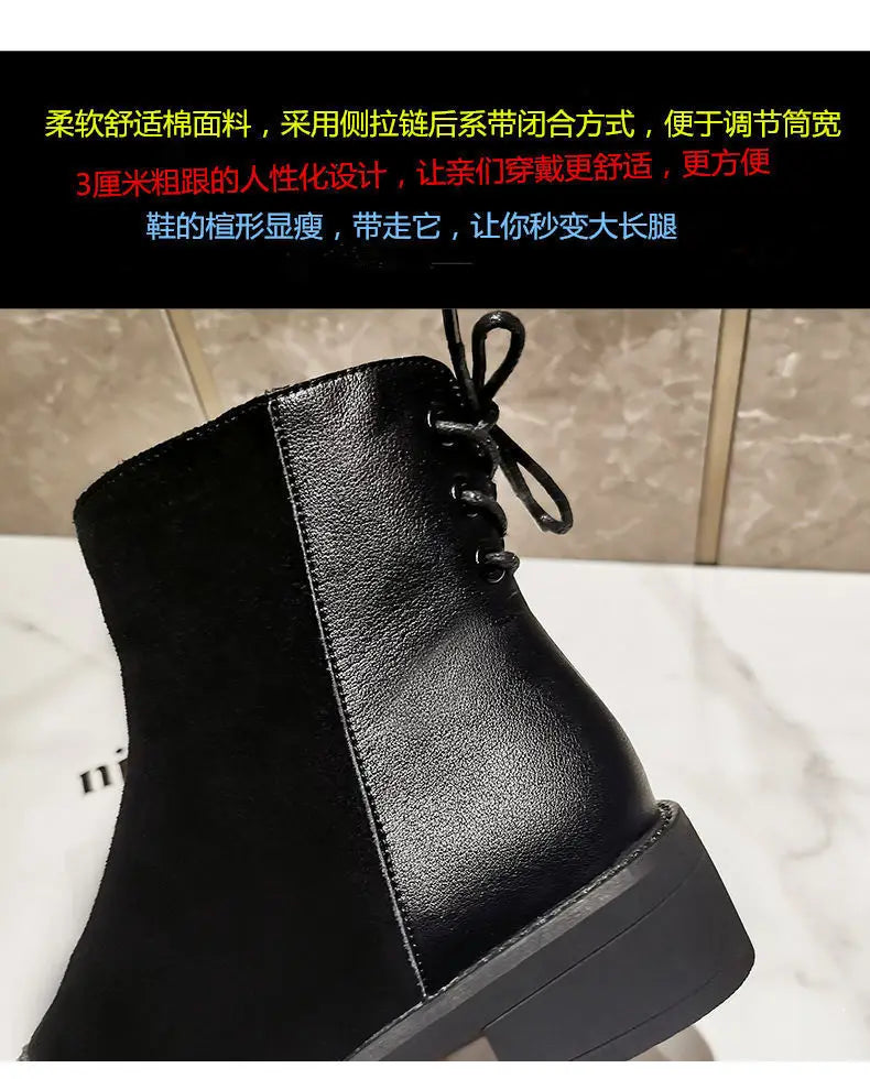 Soft Leather Soft Bottom Stitching Martin Boots For Women