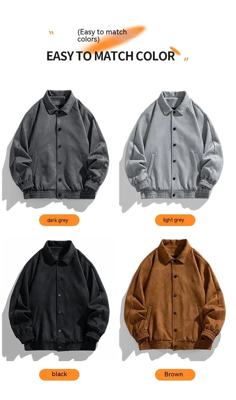 Vintage Suede Coat Men’s Baseball Uniforms Boys Jacket