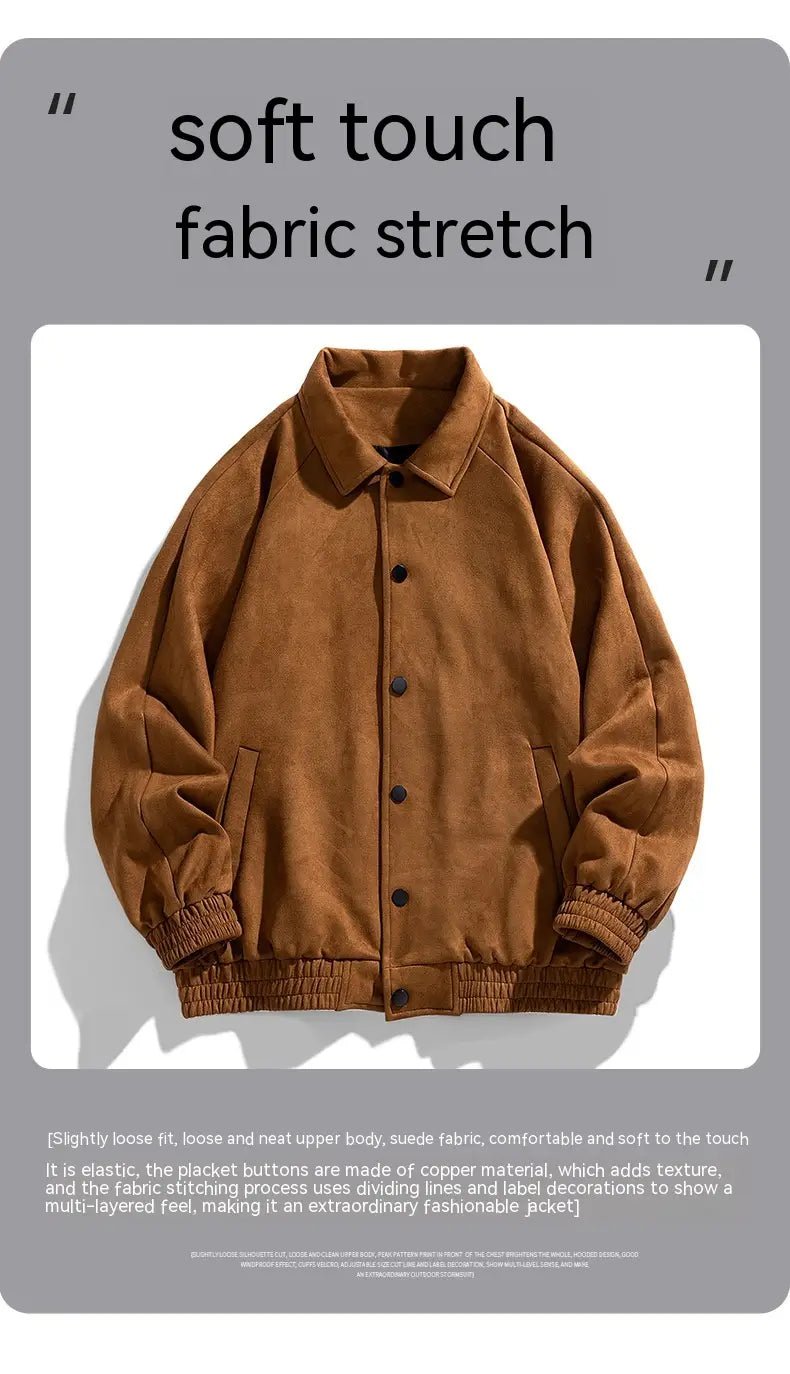 Vintage Suede Coat Men’s Baseball Uniforms Boys Jacket