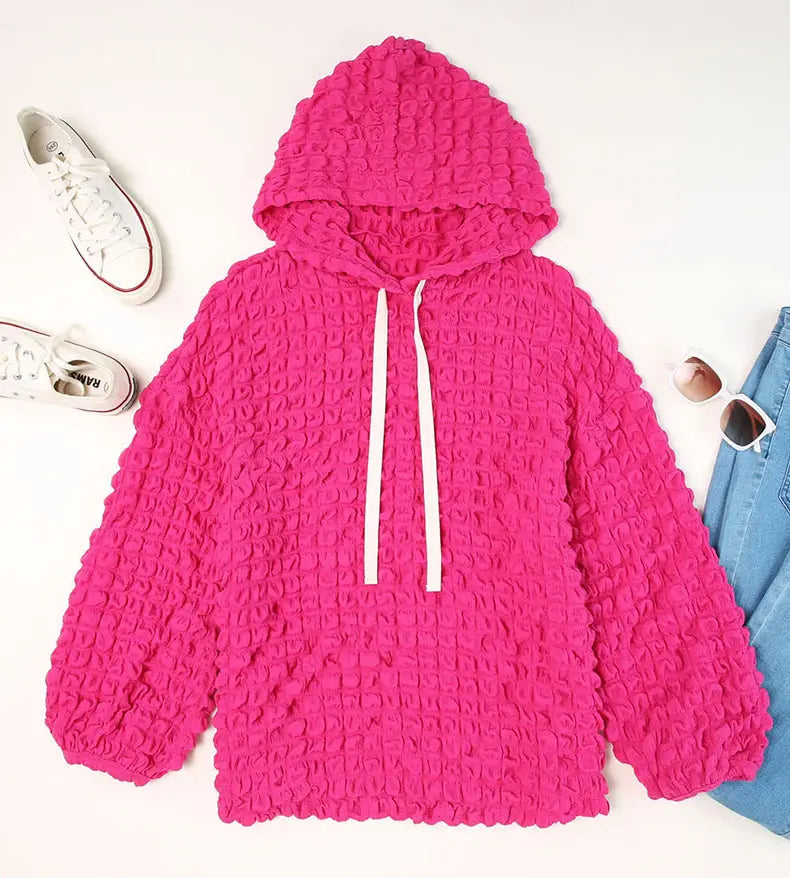 Women’s Bubbles Hoodie Fashion Casual Loose Long Sleeve Hooded Sweater