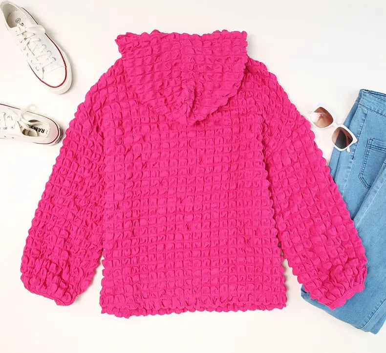Women’s Bubbles Hoodie Fashion Casual Loose Long Sleeve Hooded Sweater