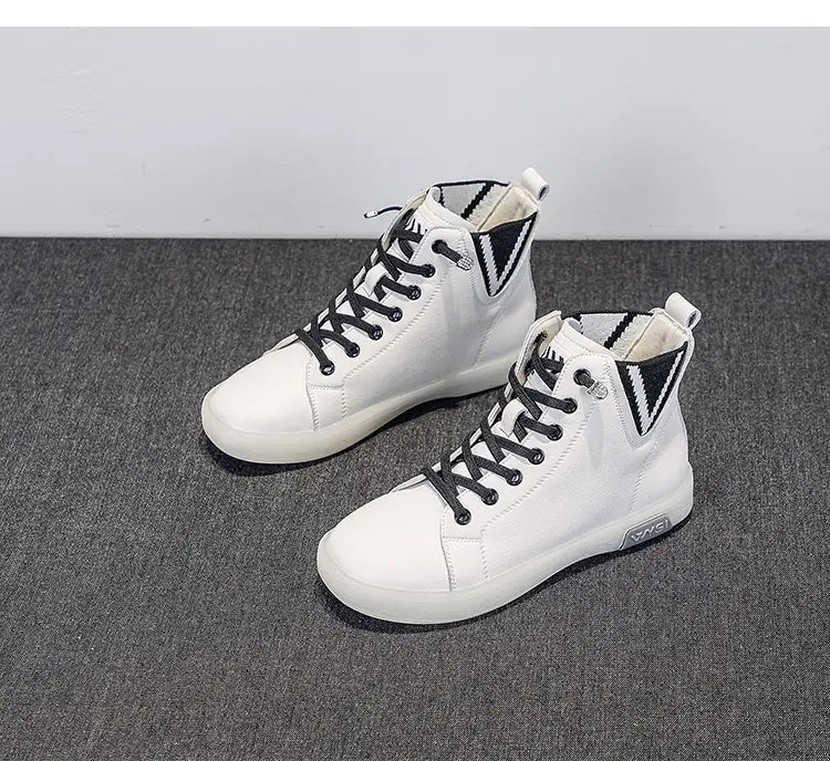 Women’s Short Boots Fleece-lined White Shoes Soft Bottom Casual Flat