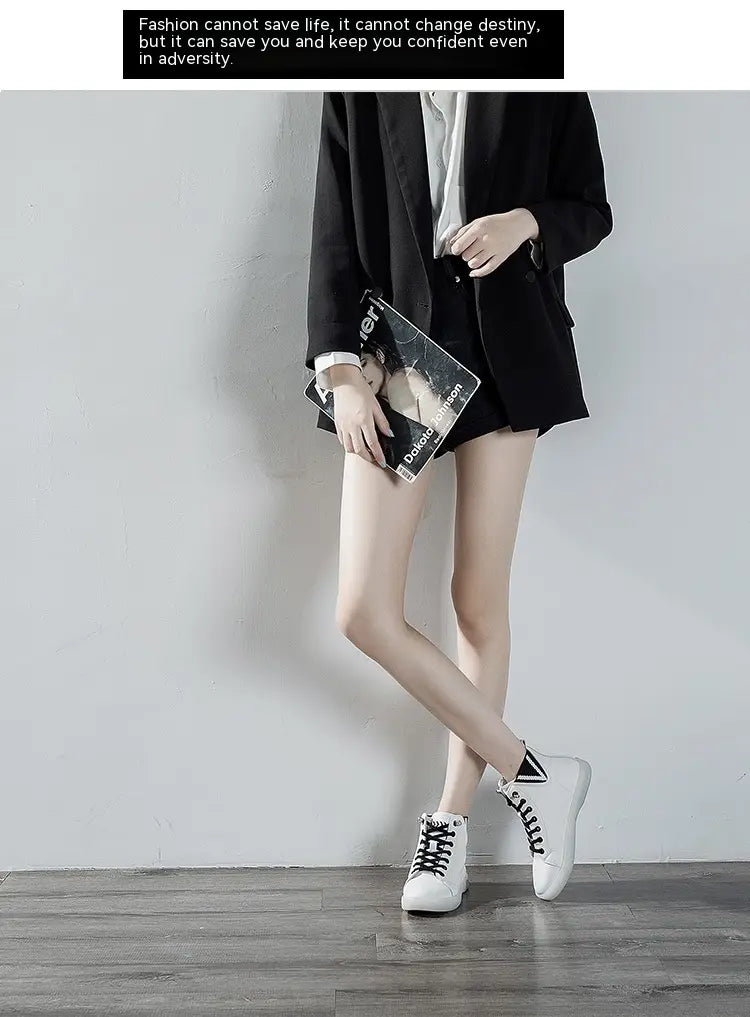Women’s Short Boots Fleece-lined White Shoes Soft Bottom Casual Flat