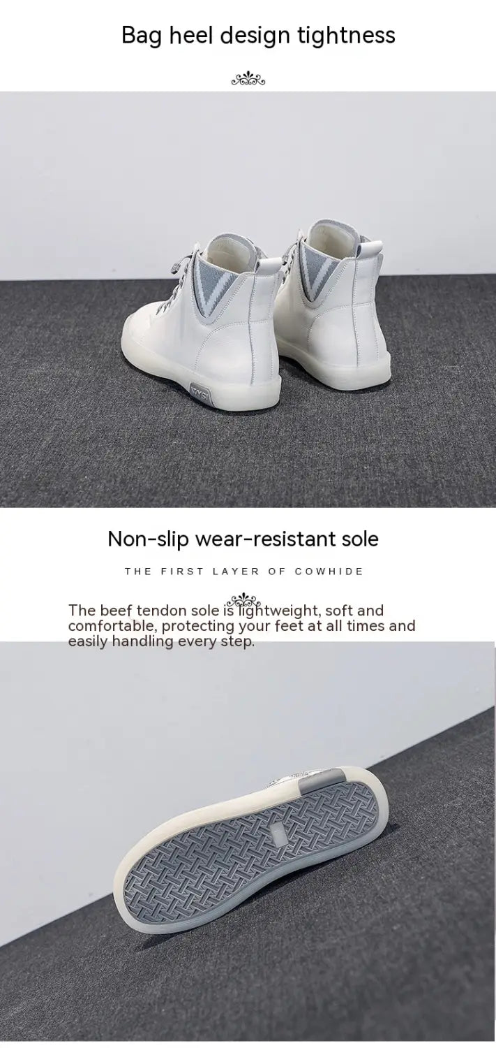 Women’s Short Boots Fleece-lined White Shoes Soft Bottom Casual Flat
