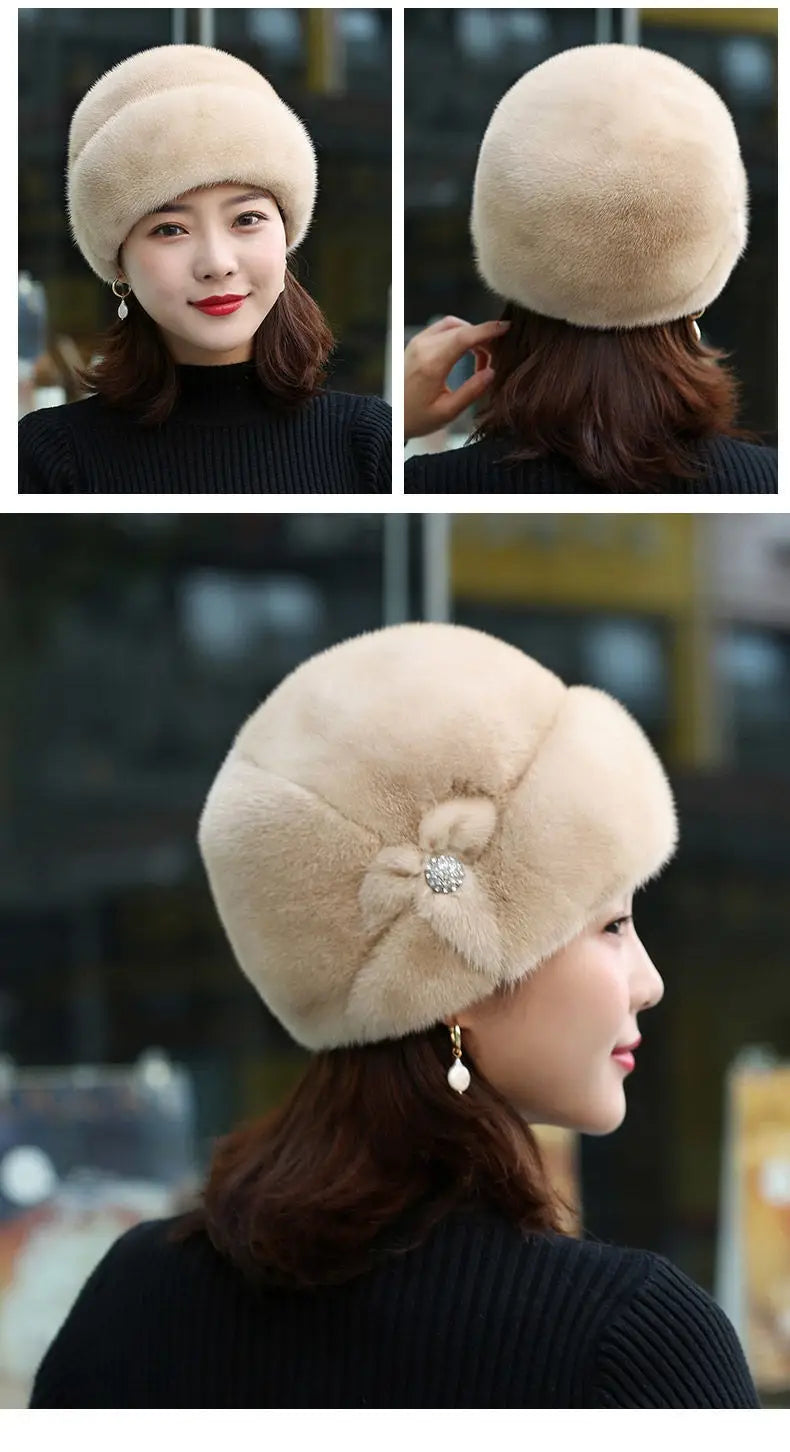 Fur Hat Female Winter Artificial Mink Hair Top Hat