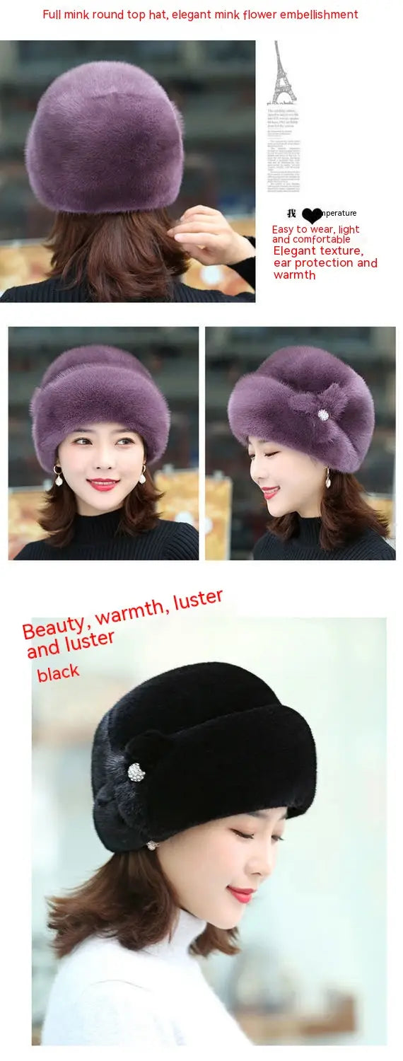 Fur Hat Female Winter Artificial Mink Hair Top Hat