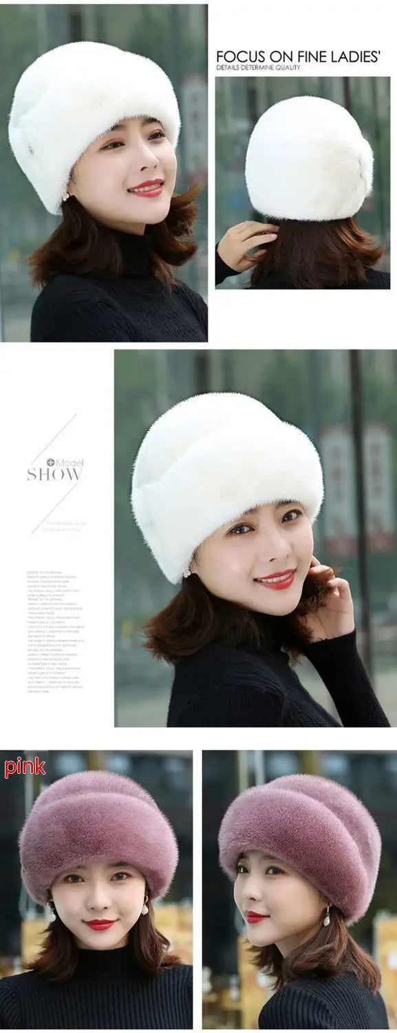 Fur Hat Female Winter Artificial Mink Hair Top Hat