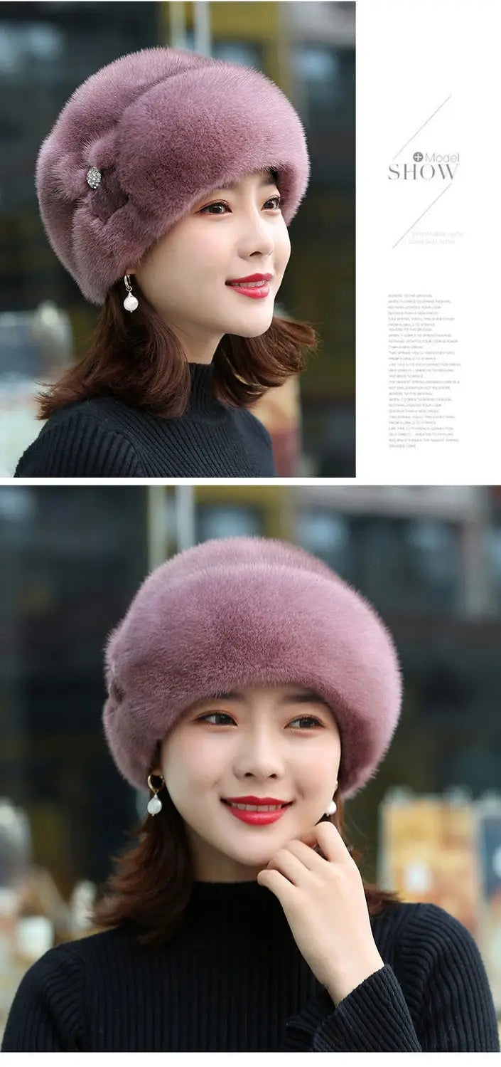 Fur Hat Female Winter Artificial Mink Hair Top Hat