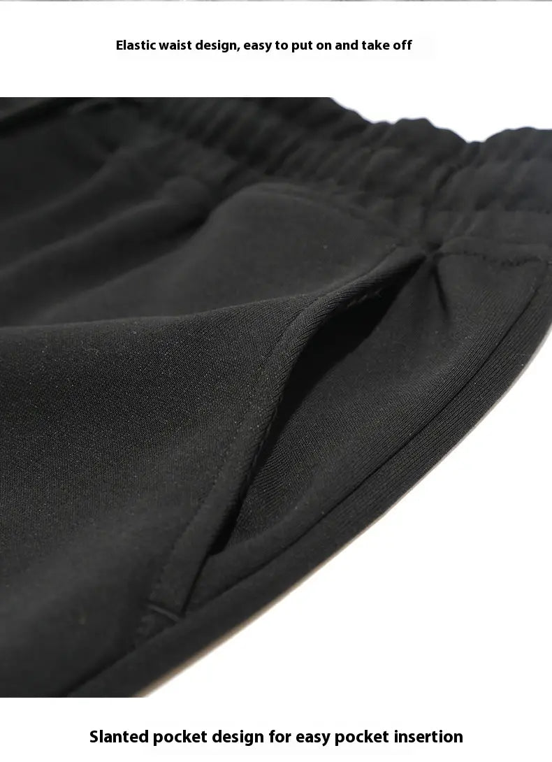 Men’s And Women’s Same Heavy Knit Sports Drawstring Straight Shorts