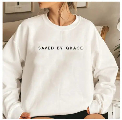 Women’s Casual Solid Color Saved By Grace Printed Hoodie