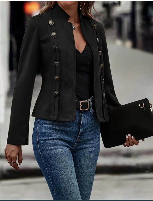 Solid Short Jacket Double Breasted Decorative Design Fashion Retro Suede Long Sleeve Outwear Tops Coat For Womens