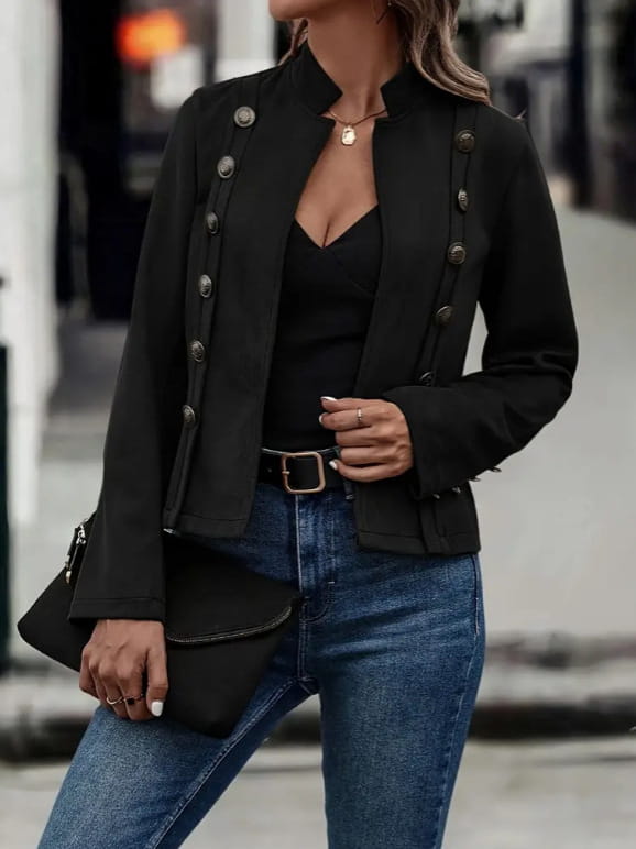 Solid Short Jacket Double Breasted Decorative Design Fashion Retro Suede Long Sleeve Outwear Tops Coat For Womens