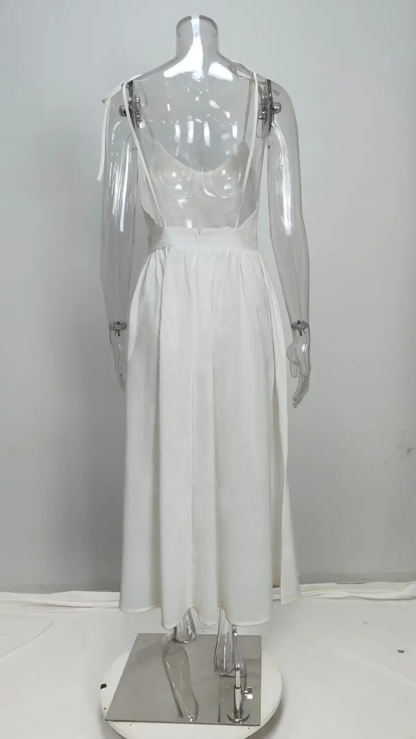 Summer V-neck Suspender Split Dress Fashion Backless High Waist Long Dress For Women Clothing