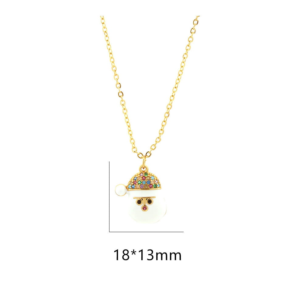 Christmas Tree Santa Claus Elk Snowman Oil-drop Necklace With Colored Rhinestones Ins Festival Clavicle Chain Necklace