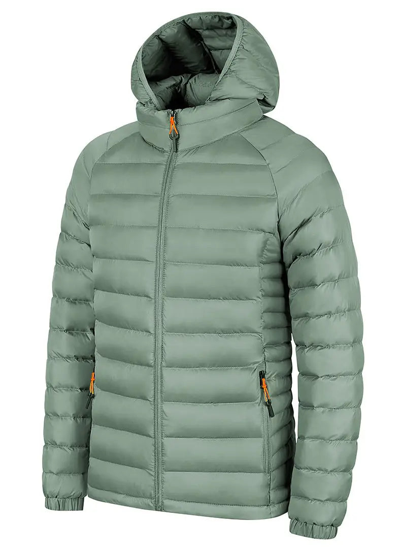 Winter Lightweight Hooded Coat With Pockets Fashion Warm Portable Zipper Jacket For Men Clothing Solid Color Outerwear