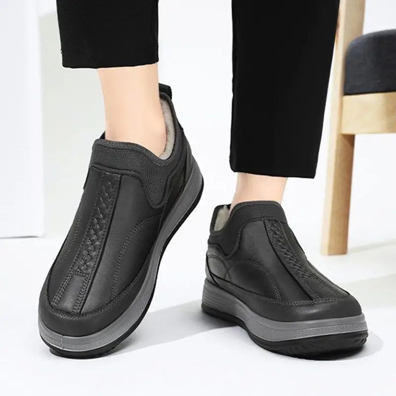 Winter Warm Fleece Snow Boots Round-toed Platform Ankle Boot Fashion Simple Non-slip Flat Cotton Shoes Men