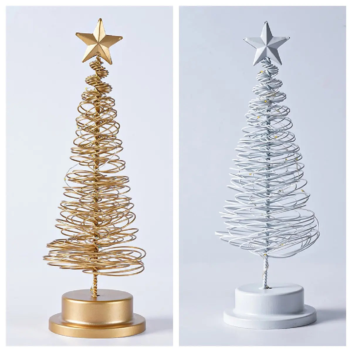 LED Christmas Tree Spiral Light Table Ornament Wrought Iron Xmas Tree Bedroom Desk Lamp Christmas Atmosphere Night