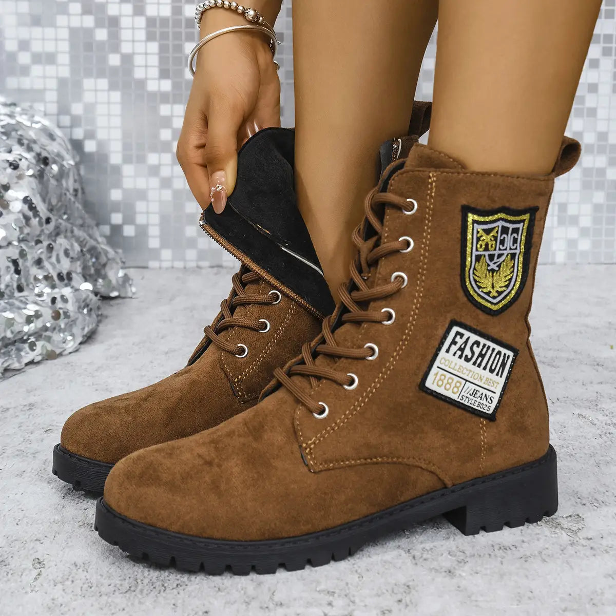 Fashion Lace-up Chunky Heels