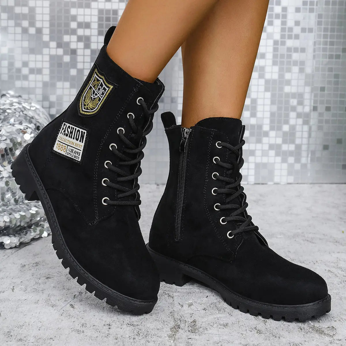 Fashion Lace-up Chunky Heels